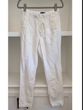 GAP White Drawstring Casual Pants Slim Straight w/ Pockets